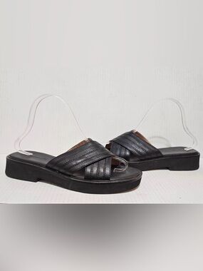 Madewell Alina Sandals Slip On Black Leather CrissCross Women's Sz 8 Shoes